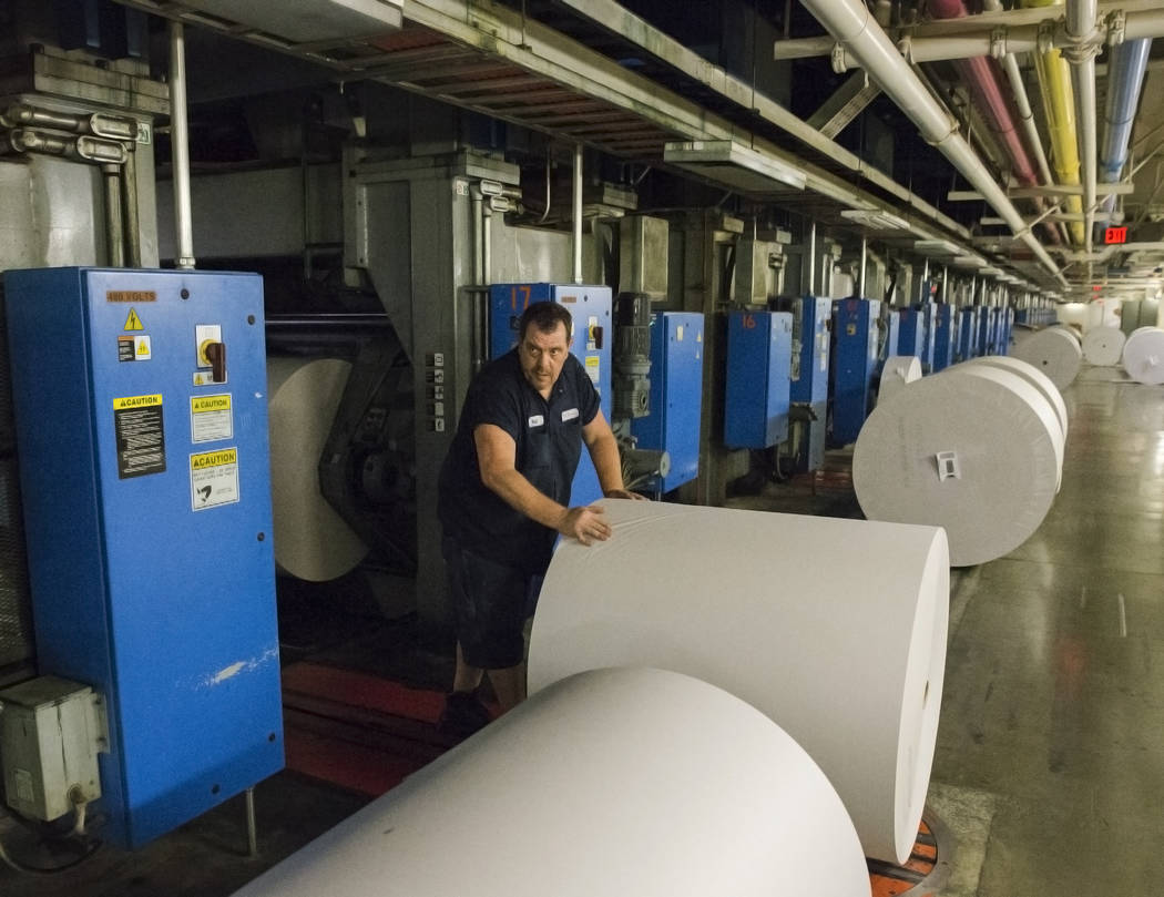 The Las Vegas Review-Journal press room is seen in this file photo. (Jeff Scheid/Las Vegas Review-Journal)