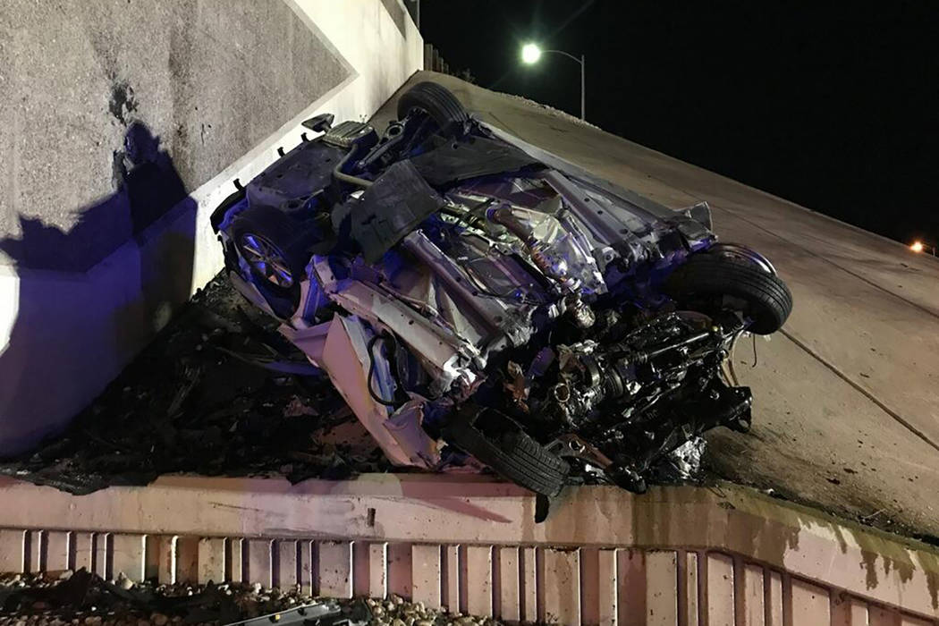 A man was killed when a vehicle rolled over in the westbound lanes of Summerlin Parkway near Buffalo Drive on Thursday, April 12, 2018, according to the Nevada Highway Patrol. Nevada Highway Patrol