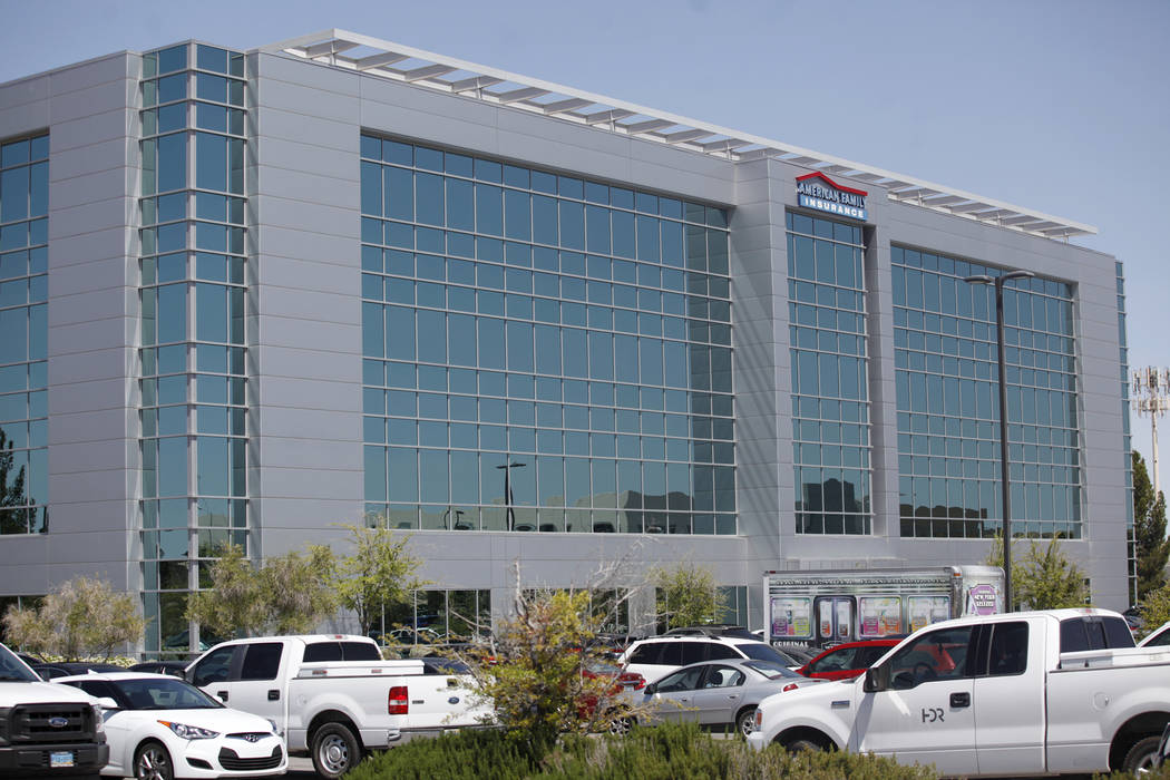 The property of 6750 Via Austi Parkway in Las Vegas, Friday, April 13, 2018. OneRepublic singer Ryan Tedder and partners bought the four-story office building for $30.75 million, the sale closed A ...