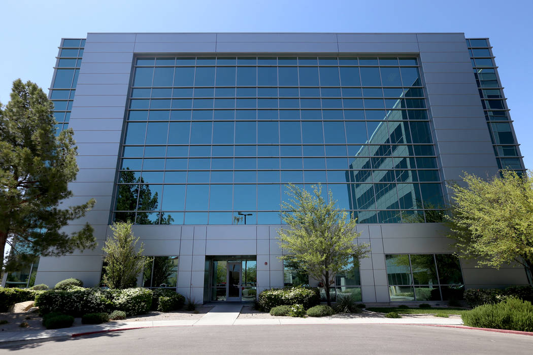 The property of 6750 Via Austi Parkway in Las Vegas, Friday, April 13, 2018. OneRepublic singer Ryan Tedder and partners bought the four-story office building for $30.75 million, the sale closed A ...