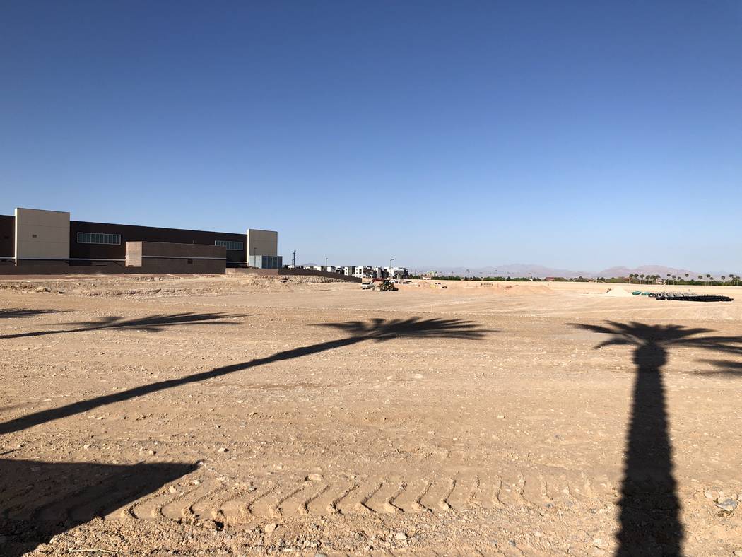 The new site of the Las Vegas Ballpark in Summerlin is seen on Saturday, April 14, 2018. (Betsy Helfand/Las Vegas Review-Journal