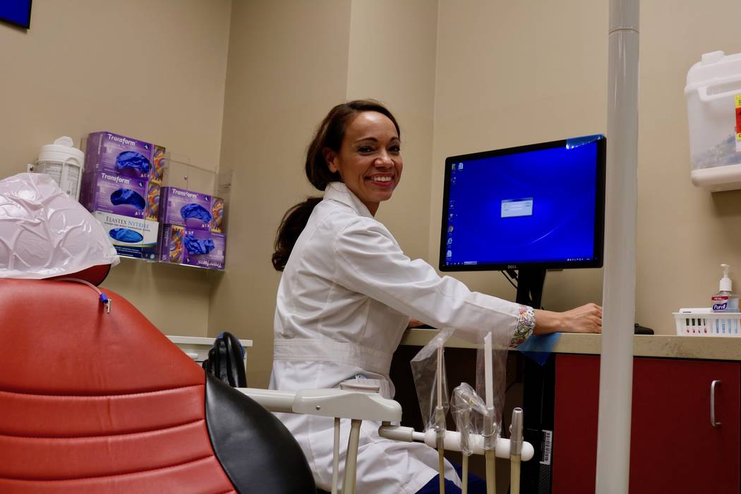 Dr. Tina Brandon Abbatangelo at the Maryland Campus Dental Clinic on the UNLV campus in Las Vegas on Tuesday, April 17, 2018. Abbatangelo is a human dentist, animal dentist, professor, children's ...