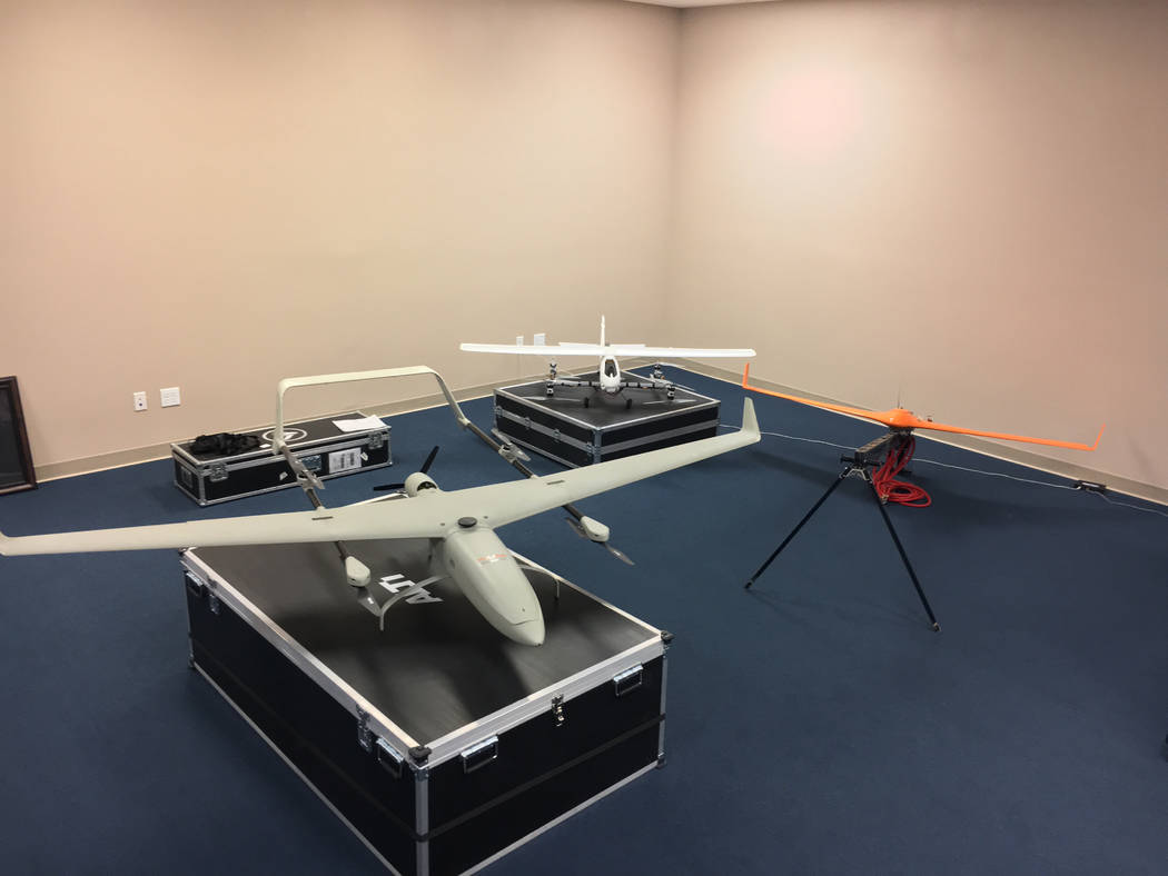 Three drones sit inside PACI's facility in Henderson. Photo courtesy of PACI, Inc.