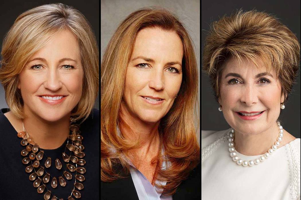 Dee Dee Myers, left, Winifred “Wendy” Webb and Barbara Atkins have been named as new independent board members for the expanded Wynn ...