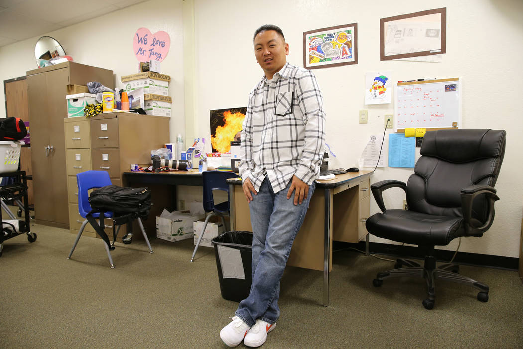 Clark High School teacher Charlie Tang after his last class of the day Tuesday, April 24, 2018. K.M. Cannon Las Vegas Review-Journal @KMCannonPhoto