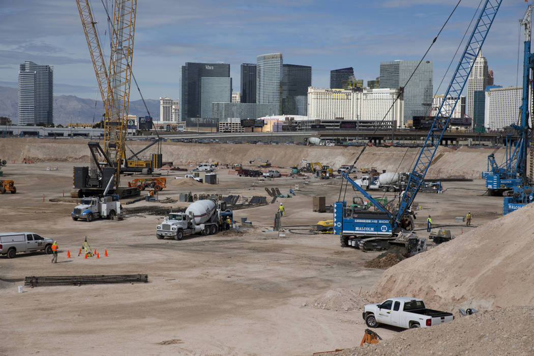 The site of the future Raiders stadium in Las Vegas, Friday, March 9, 2018. (Erik Verduzco Las Vegas Review-Journal)