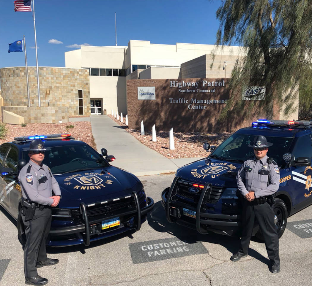 The Nevada Highway Patrol has replaced the Battle Born logo on the public information officer vehicles with a Vegas Golden Knights image. (Nevada Highway Patrol)