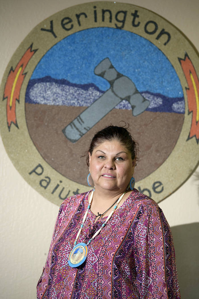 Yerington Paiute Tribal Chairman Laurie Thom poses in the tribal office in Yerington on Friday. (AP Photo/Scott Sady)