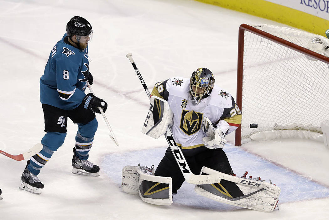 Sharks' Joe Pavelski proves to be a handful for Knights