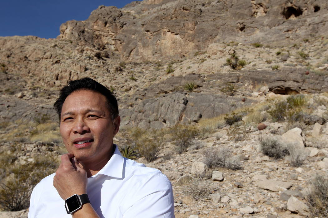 Real estate investor Andy Pham at his northwest Las Vegas property Jan. 29, 2018. Pham and his investors lost control of the multi-million dollar property to fraudsters who filed fake documents wi ...