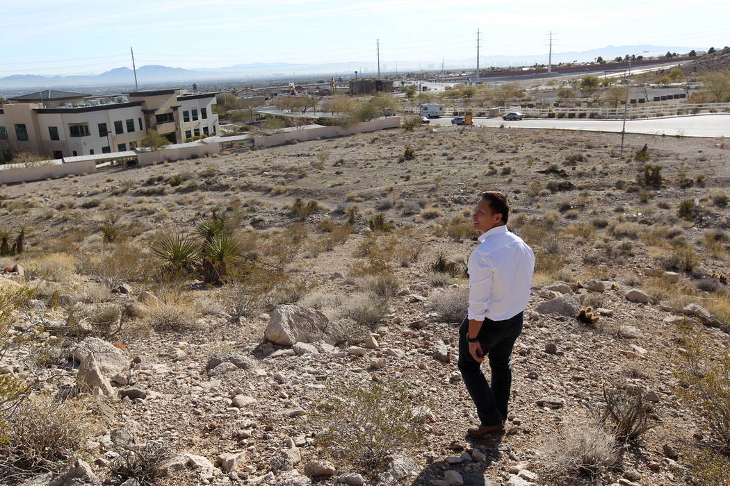Real estate investor Andy Pham at his northwest Las Vegas property Jan. 29, 2018. Pham and his investors lost control of the multi-million dollar property to fraudsters who filed fake documents wi ...