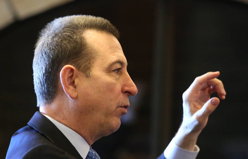 Joseph Otting, U.S. comptroller of the currency, speaks during an interview with the Las Vegas Review-Journal on Thursday, April 12, 2018, in Las Vegas. Bizuayehu Tesfaye/Las Vegas Review-Journal ...