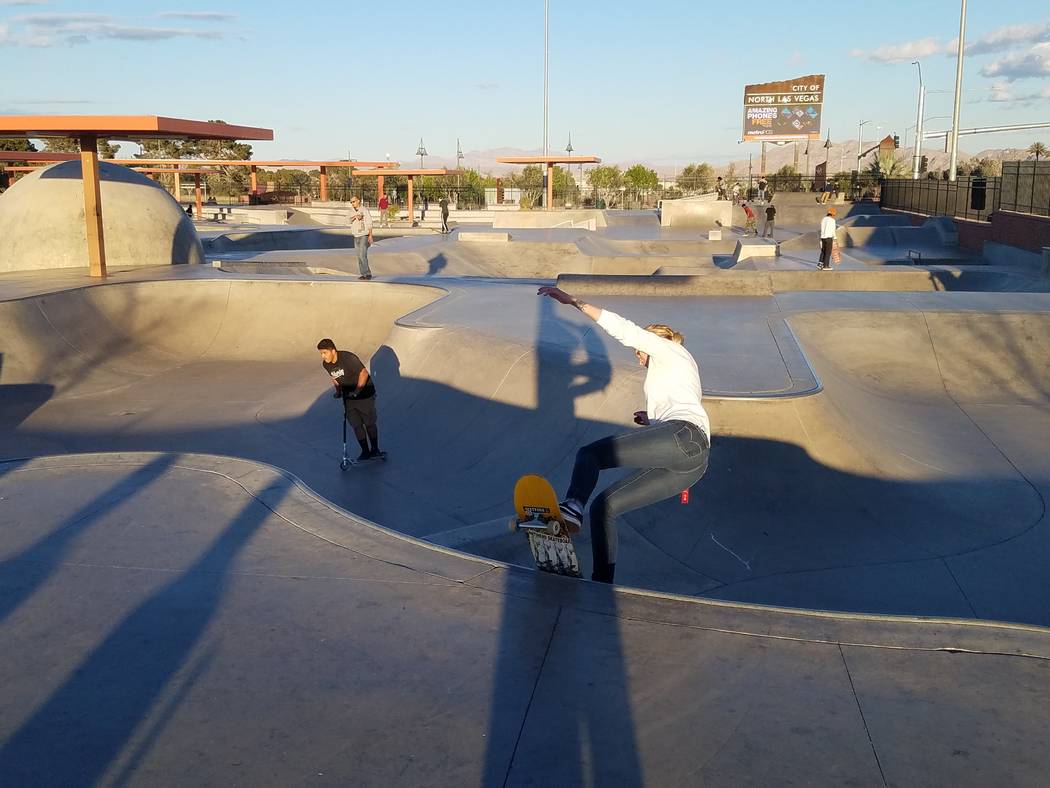 Skateboarders work their tricks at the skateboard park at Craig Ranch Regional Park on March 15, 2018. Richard N. Velotta/Las Vegas Review-Journal @RickVelotta