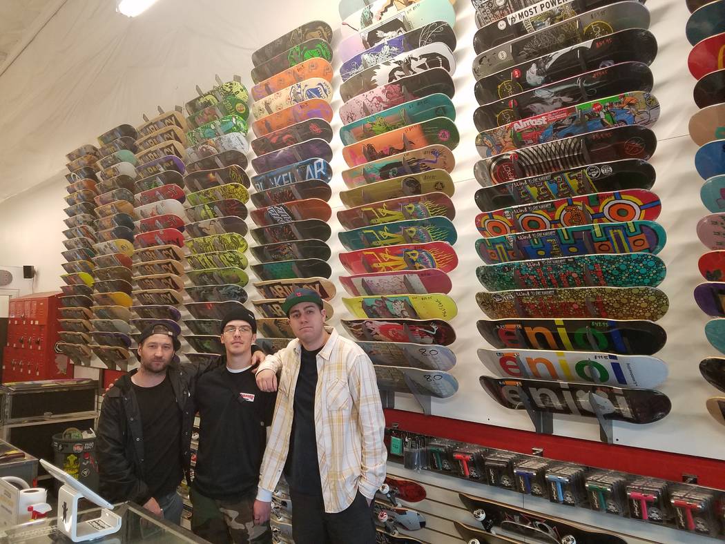 The Pharmacy Boardshop near the Craig Ranch Regional Park skatepark is an example of how the park's presence helped drive economic development. Owner Bret Fraser and employees Eryk Giammichele and ...