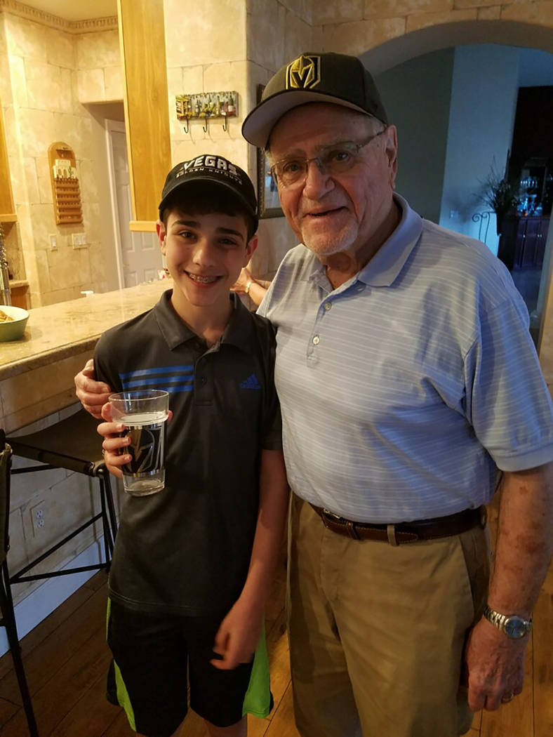 Ethan Jaffe with Herb Jaffe at T-Mobile Arena. (Photo by Jonathan Jaffe)