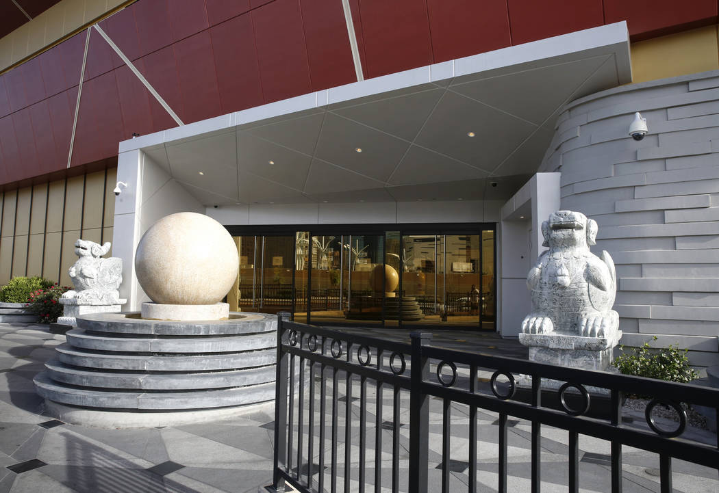 Statues outside of Lucky Dragon, which shut down gaming and casino restaurant operations in early Jan., in Las Vegas on Monday, April 16, 2018. Bizuayehu Tesfaye/Las Vegas Review-Journal @bizut ...