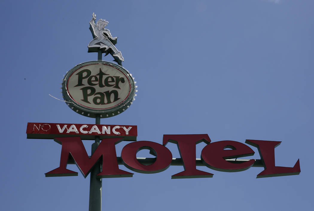 The Peter Pan Motel sign photographed on Wednesday, May 16, 2018, at 110 N. 13th St., in Las Vegas. Bizuayehu Tesfaye/Las Vegas Review-Journal @bizutesfaye
