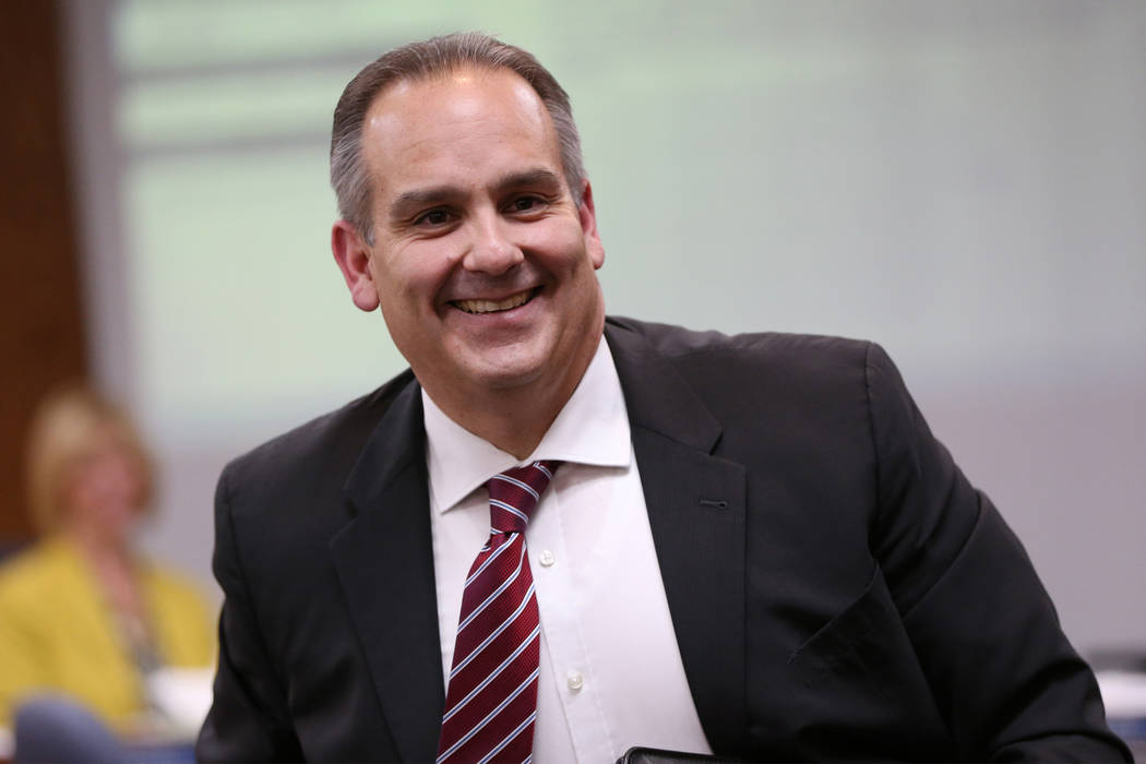 Jesus Jara, superintendent candidate for Clark County School District, during a CCSD Board of Trustees meeting at CCSD's education center in Las Vegas in Las Vegas, Friday, April 27, 2018. Erik Ve ...