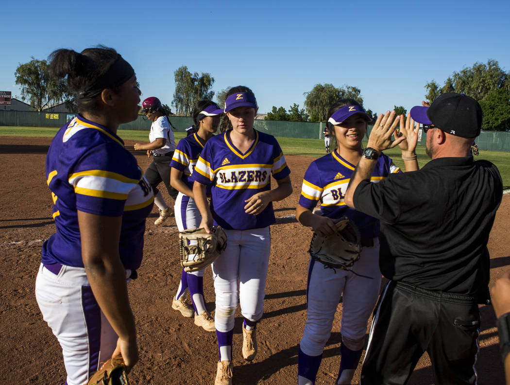 Durango players celebrate after defeating Desert Oasis 12-6 at Desert Oasis High School in Las Vegas on Thursday, May 3, 2018. Patrick Connolly Las Vegas Review-Journal @PConnPie