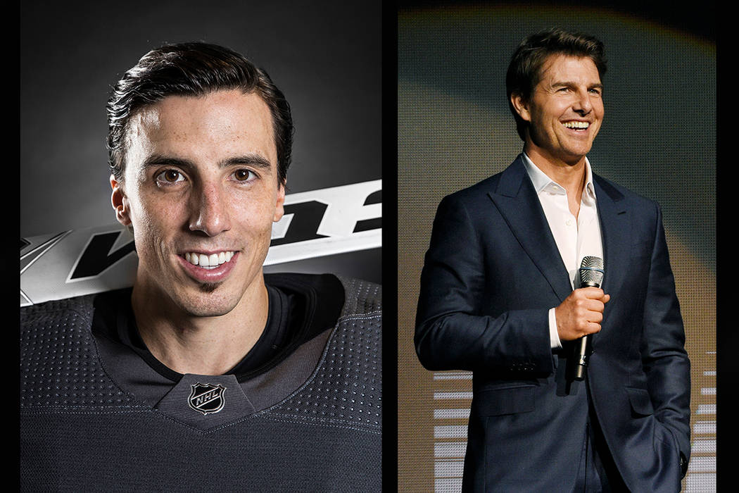 Vegas Golden Knights goaltender Marc-Andre Fleury (left), Tom Cruise (Benjamin Hager/Las Vegas Review-Journal, AP)