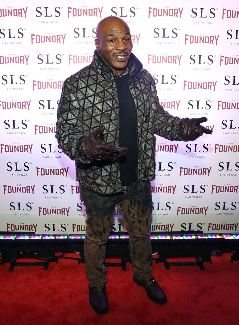 Mike Tyson arrives at the kickoff of Dana Carvey and Jon Lovitz's 20-show residency "Reunited" at The Foundry at SLS Las Vegas on Friday, Jan. 6, 2017, in Las Vegas. (Ethan Miller/Getty Images for ...