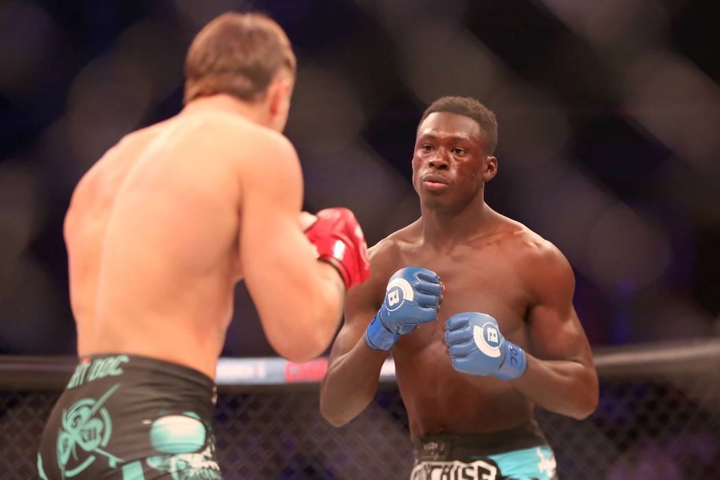 Curtis Millender in action against Brennan Ward during their ight at Bellator 134 on Friday, Feb. 27, 2015, in Uncasville, CT. Ward won the fight via rear naked choke submission. (AP Photo/Gregor ...