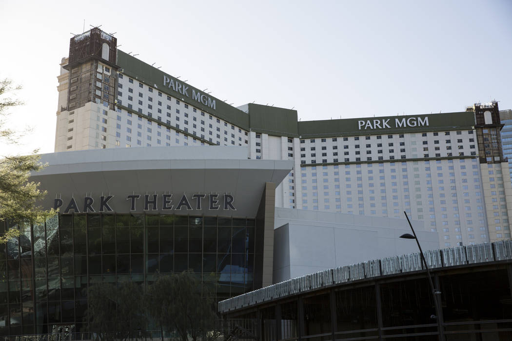 Newly installed Park MGM branding replaces Monte Carlo at the casino-hotel in Las Vegas, Friday, April 13, 2018. Las Vegas Review-Journal @Erik_Verduzco