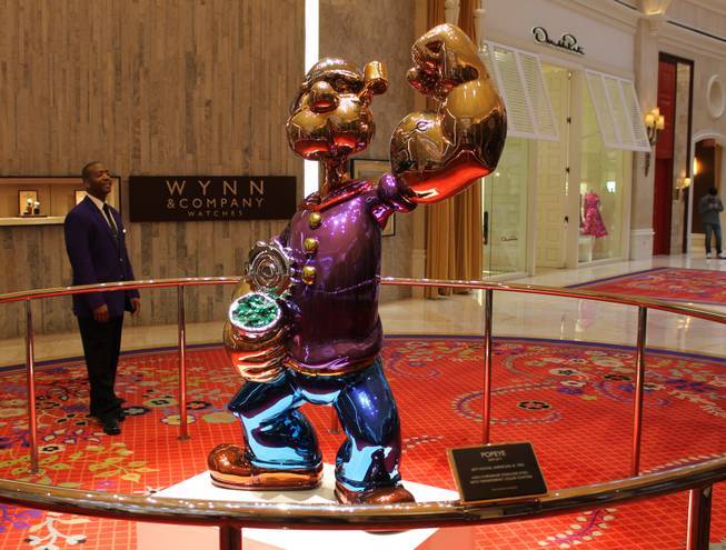 Jeff Koons' Popeye the Sailor will remain on display at Wynn Las Vegas until moved to Encore Boston Harbor. (John Katsilometes/Las Vegas Review-Jounal) @JohnnyKats