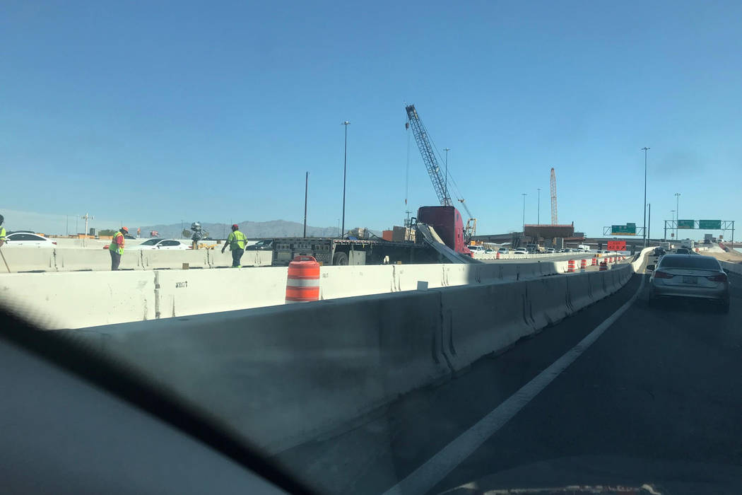 Semi crash closes Interstate 15 near Spaghetti Bowl in Las Vegas Las