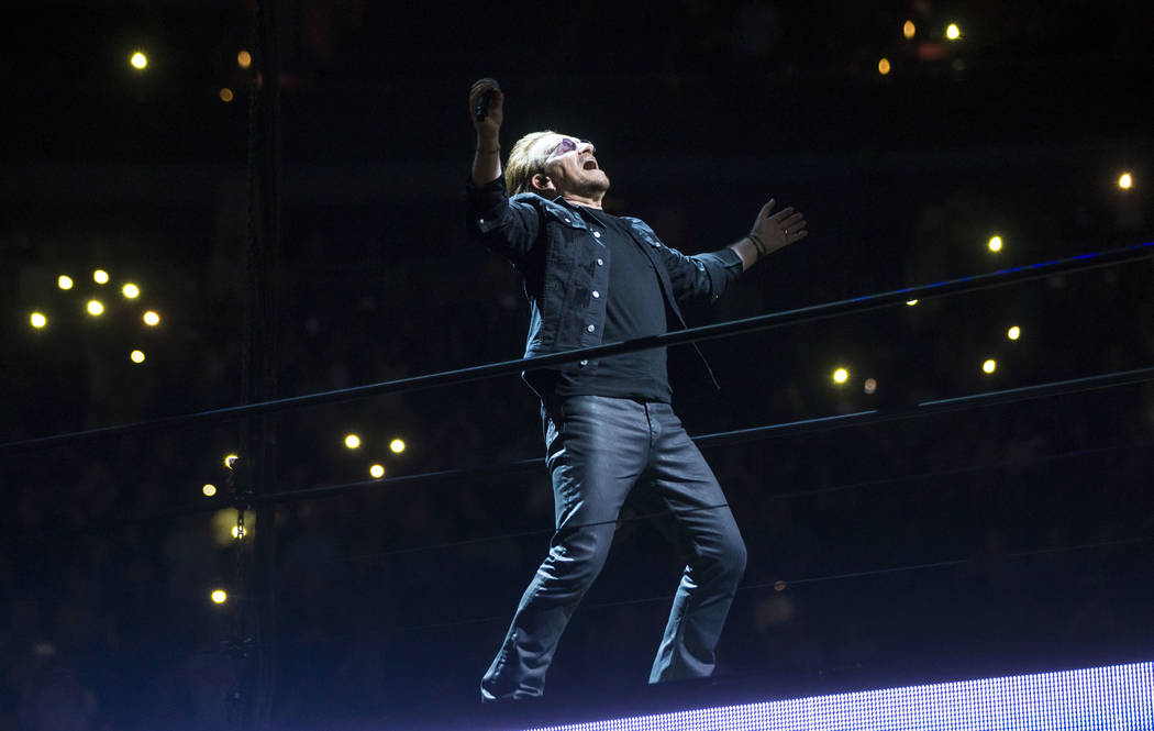 Bono of U2 performs at T-Mobile Arena in Las Vegas on Friday, May 11, 2018. Chase Stevens Las Vegas Review-Journal @csstevensphoto