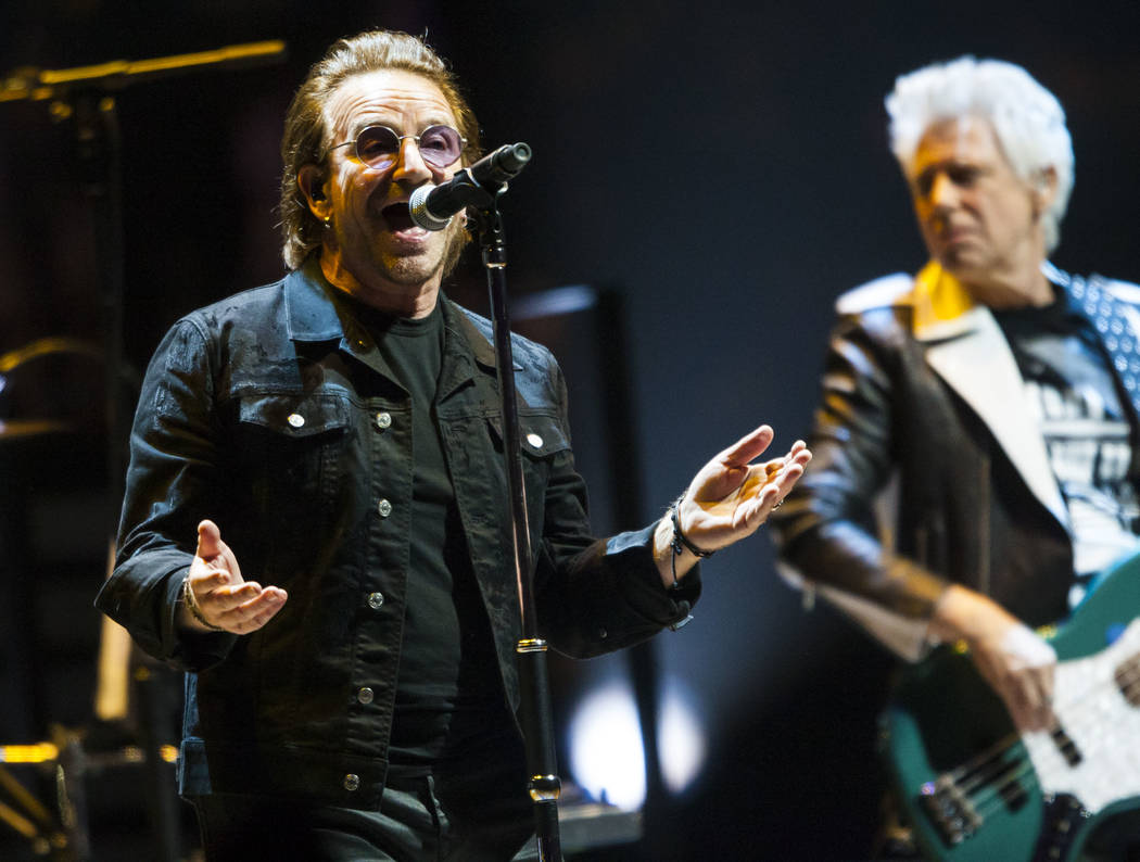 Bono of U2 performs at T-Mobile Arena in Las Vegas on Friday, May 11, 2018. Chase Stevens Las Vegas Review-Journal @csstevensphoto