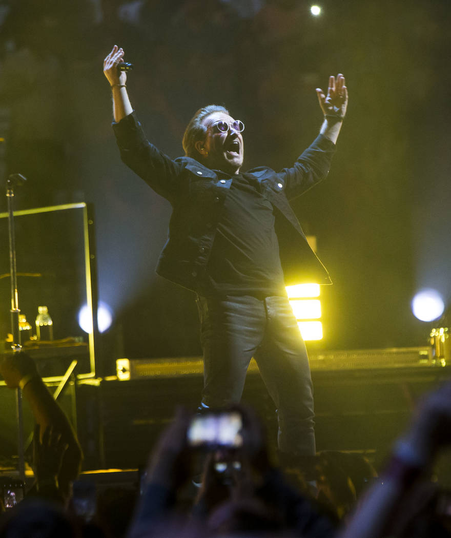 Bono of U2 performs at T-Mobile Arena in Las Vegas on Friday, May 11, 2018. Chase Stevens Las Vegas Review-Journal @csstevensphoto