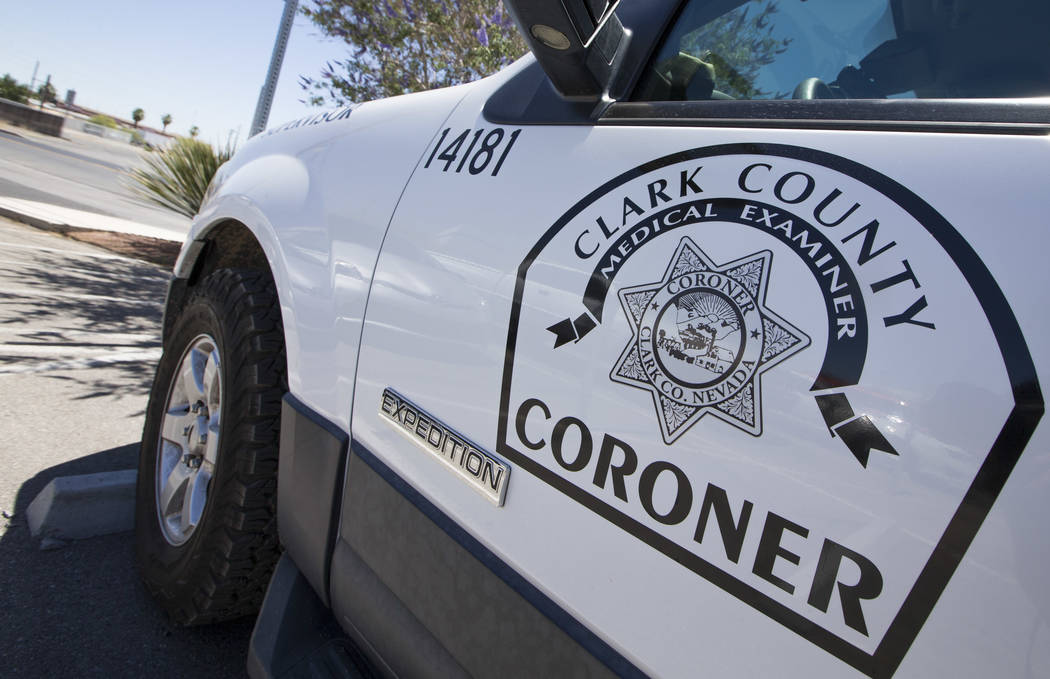 A Clark County Coroner and Medical Examiner vehicle parked at their headquarters located at 1704 Pinto Lane in Las Vegas on Tuesday, May 23, 2017. Richard Brian Las Vegas Review-Journal @vegasphot ...