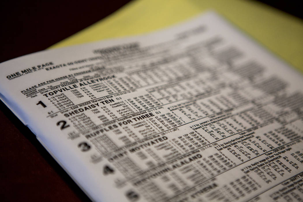 A schedule of horse races and odds at the Green Valley Ranch sports book in Henderson on Thursday, April 26, 2018. Patrick Connolly Las Vegas Review-Journal @PConnPie