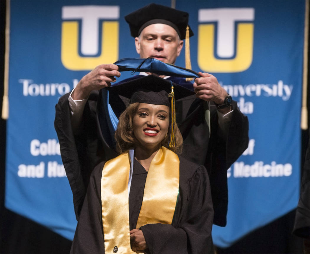 Niyat Teweldebrhan, a 28-year-old Eritrean refugee who survived war in her home country, receives her Masters of Science in medical health sciences from the College of Osteopathic Medici ...
