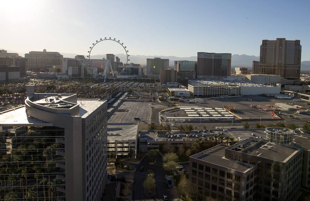 The proposed location for Madison Square Garden Co.'s new 18,000 seat MSG Sphere Arena at the corner of S. Koval Lane and Sand Avenue in Las Vegas, Friday, Feb. 16, 2018. Richard Brian Las Vegas R ...