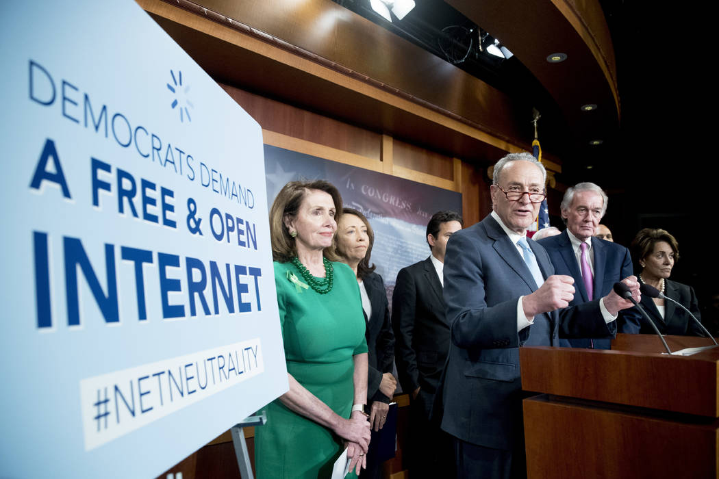 Hasil gambar untuk Senate Democrats push through legislation to preserve net neutrality