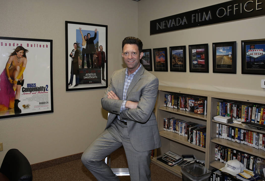 Eric Preiss, director of the Nevada Film Office, poses for photo at his Las Vegas office on Wednesday, May 16, 2018. Bizuayehu Tesfaye/Las Vegas Review-Journal @bizutesfaye