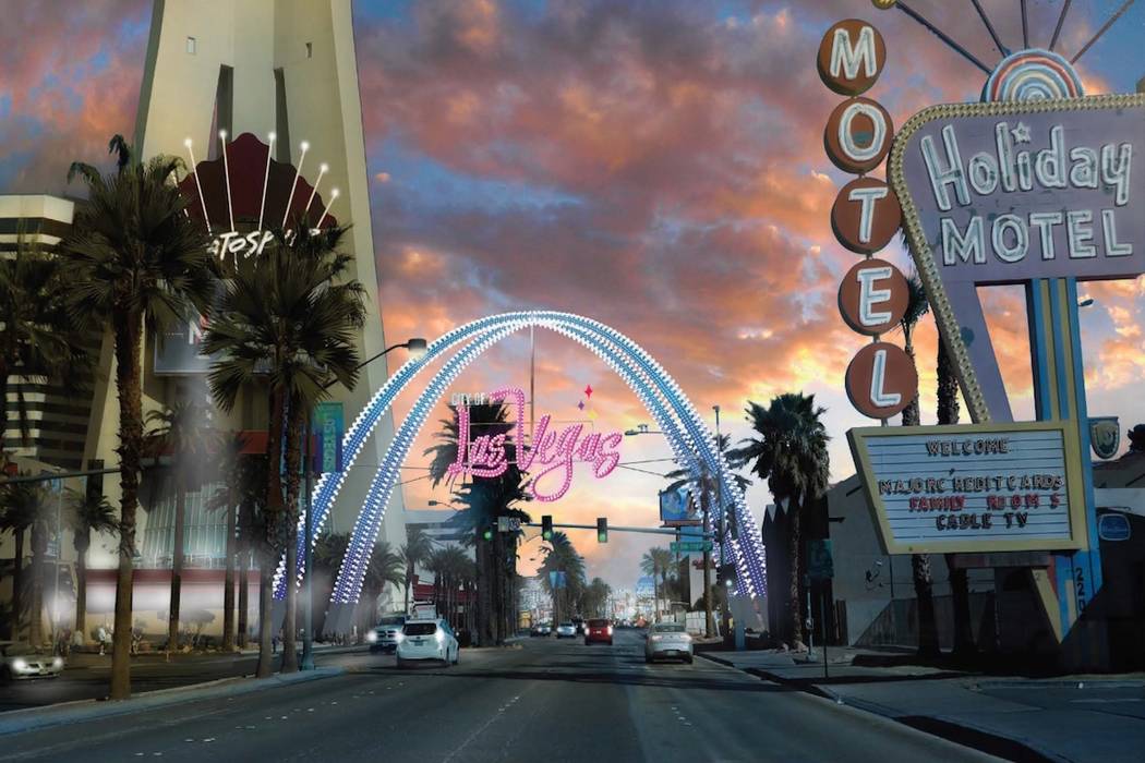 Design of the new city of Las Vegas sign on Las Vegas Boulevard North to welcome people to the downtown area. (Carolyn Goodman/Twitter)