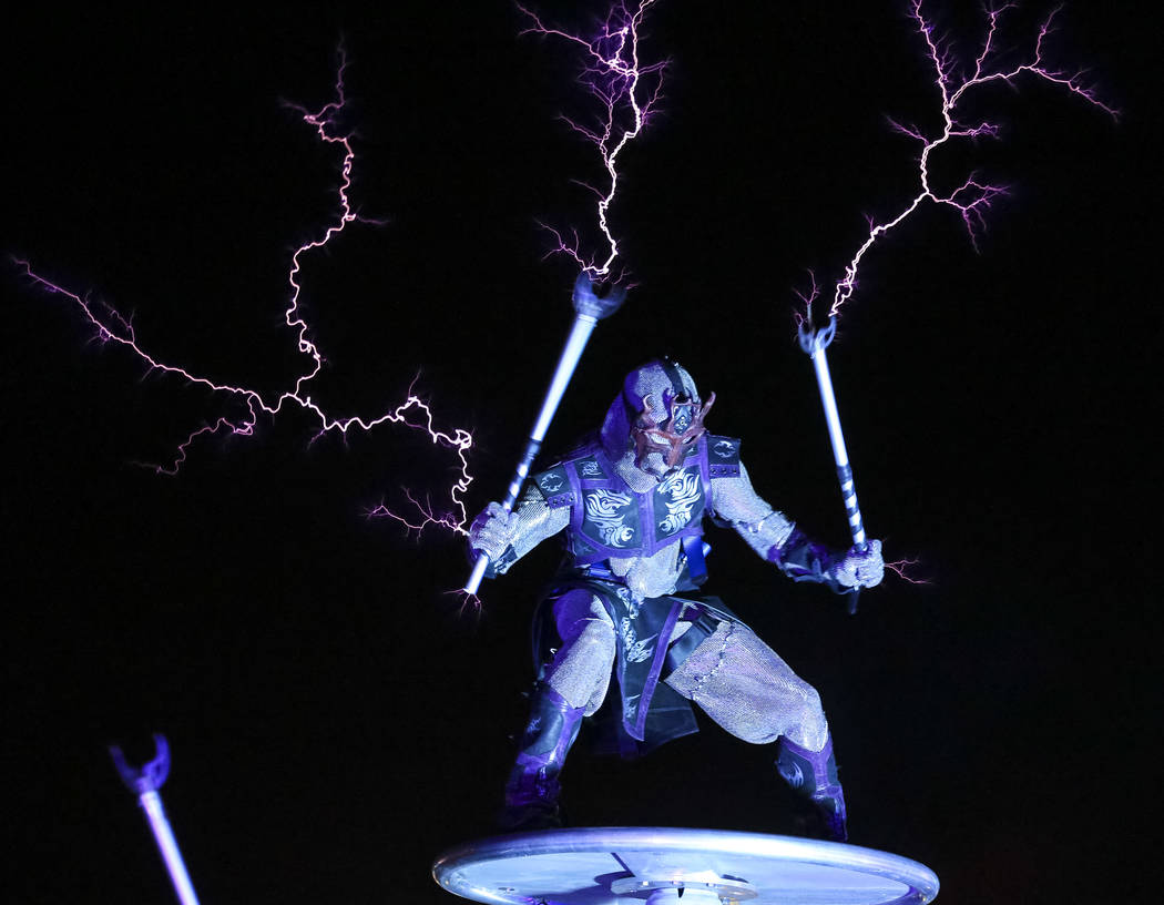 Members of SkyFire Arts perform with a Tesla coil on day two of the Electric Daisy Carnival at the Las Vegas Motor Speedway on Saturday, May 19, 2018. Richard Brian Las Vegas Review-Journal @vegas ...
