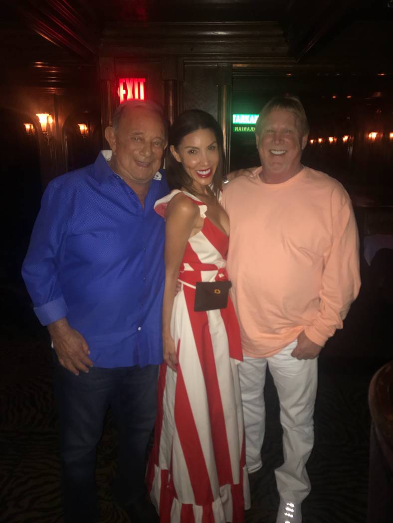 Piero's owner Freddie Glusman, Romy Ashjian and Raiders owner Mark Davis are shown at Piero's Italian Restaurant on Friday, May 19, 2018. (Piero's Restaurant)