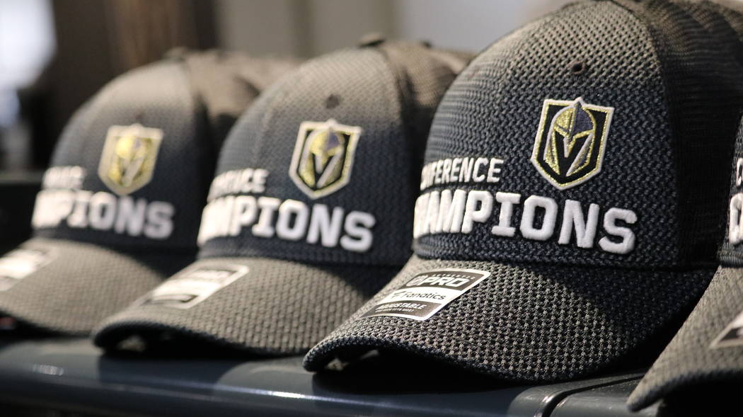 Golden Knights Conference Champions merchandise on display The Arsenal Pro Shop at City National Arena in Las Vegas, Monday, May 21, 2018. Madelyn Reese/Las Vegas Review-Journal