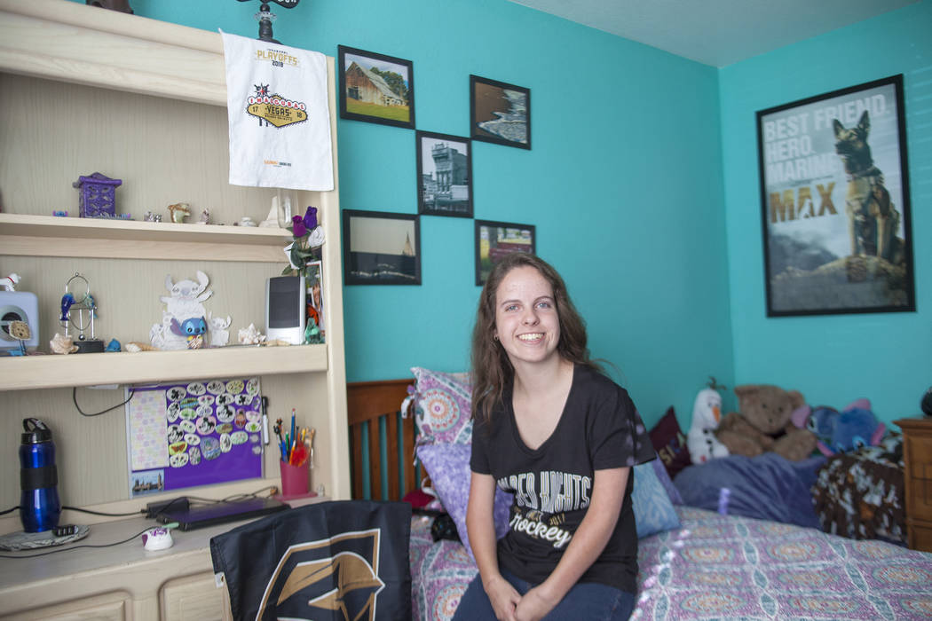Jessica Lindley, 18, at her home in Las Vegas, Wednesday, May 16, 2018. Jessica was born with Arthrogryposis multiplex congenita, a condition that affects muscles and joints and gives her a very l ...