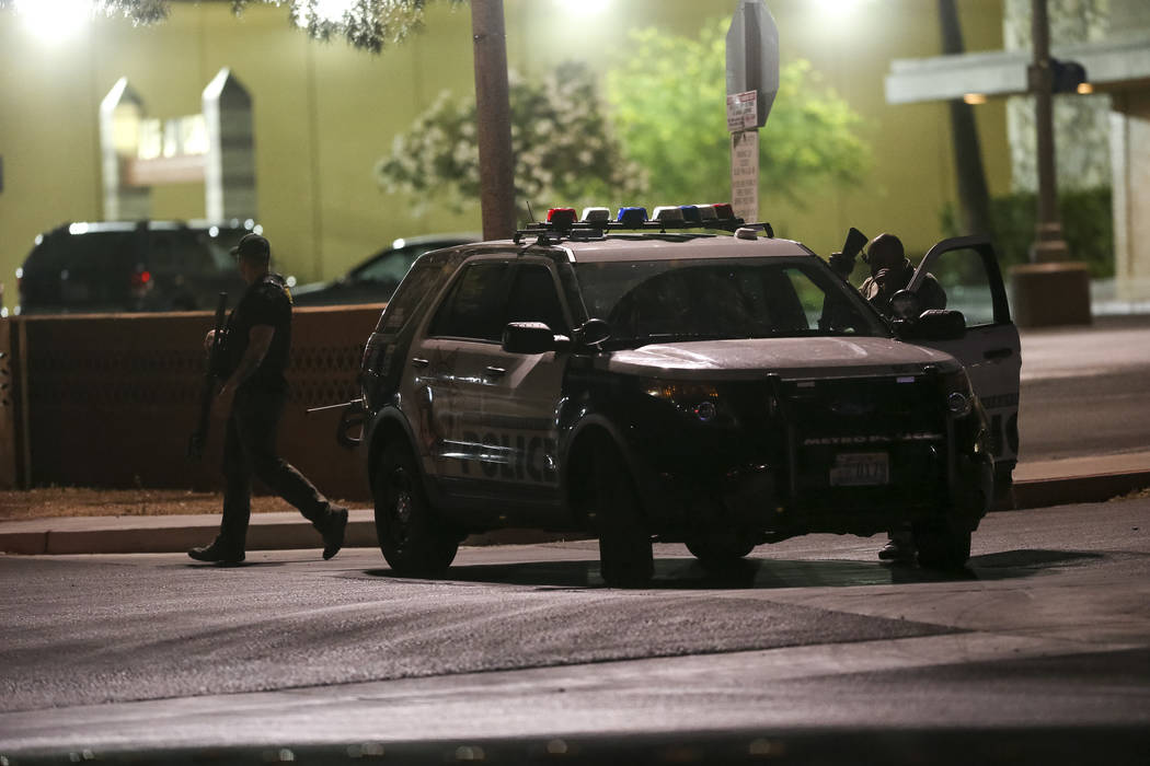 Police canvass the scene outside Sears at the Boulevard Mall in Las Vegas on Thursday, May 17, 2018. Richard Brian Las Vegas Review-Journal @vegasphotograph