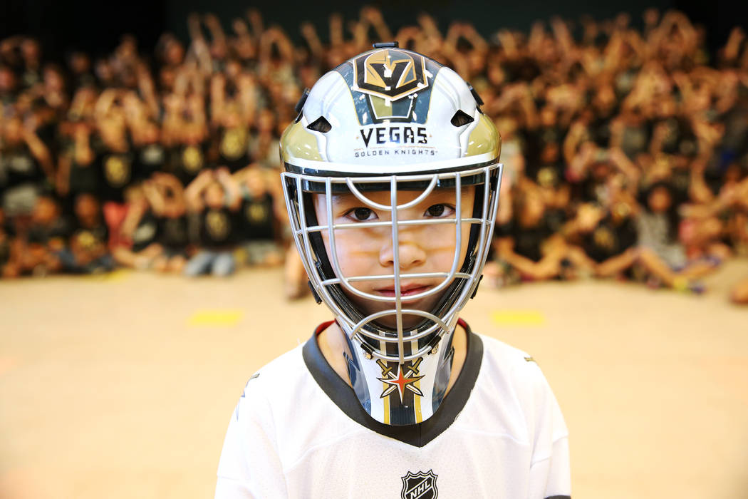 Nikko Schrader, 6, shows his support for the Vegas Golden Knights by wearing the team's colors during school in Las Vegas, Thursday, May 24, 2018. Erik Verduzco Las Vegas Review-Journal @Erik_Verduzco