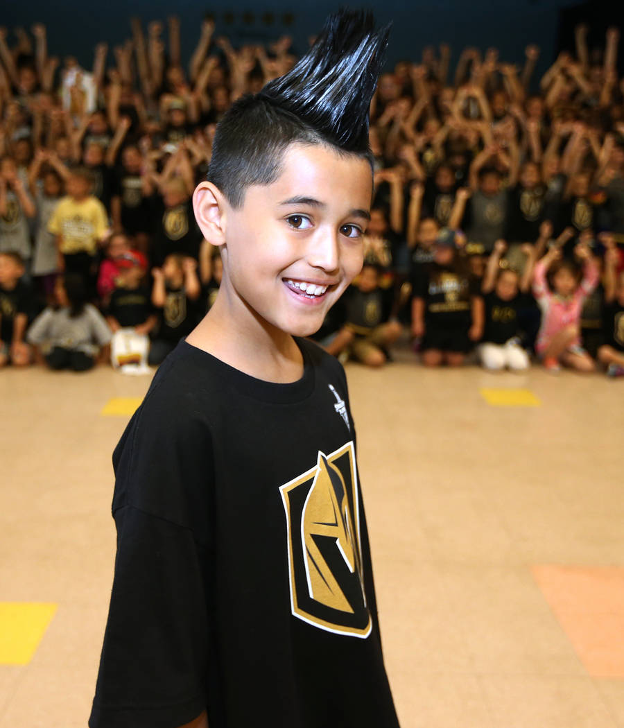 Massimo Sanchez, 10, shows his support for the Vegas Golden Knights by wearing the team's colors during school in Las Vegas, Thursday, May 24, 2018. Erik Verduzco Las Vegas Review-Journal @Erik_Ve ...
