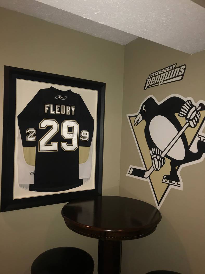 Penguins season-ticket holder Bill Diamond's basement bar still has a Marc-Andre Fleury jersey hanging in it. Courtesy: Bill Diamond.
