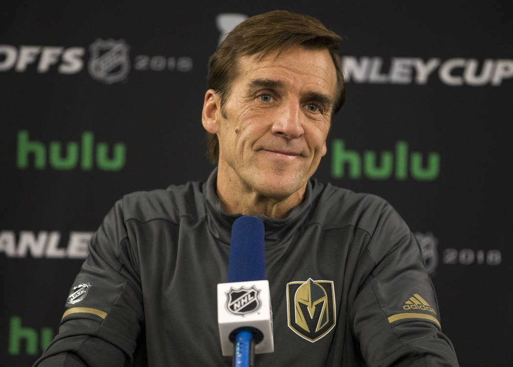 Vegas Golden Knights general manager George McPhee at a press conference at City National Arena in Las Vegas on Monday, May 21, 2018. Richard Brian Las Vegas Review-Journal @vegasphotograph
