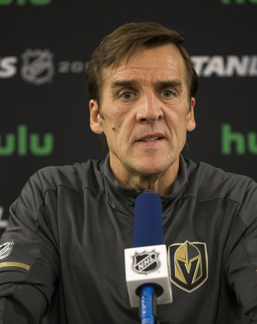 Vegas Golden Knights general manager George McPhee at a press conference at City National Arena in Las Vegas on Monday, May 21, 2018. Richard Brian Las Vegas Review-Journal @vegasphotograph