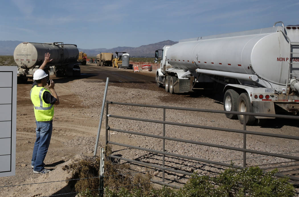 The construction site of a large solar projects in the El Dorado Valley photographed on Thursday, May 31, 2018, in Boulder City. Bizuayehu Tesfaye/Las Vegas Review-Journal @bizutesfaye